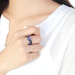 TK3560 - IP Black(Ion Plating) Stainless Steel Ring with AAA Grade CZ  in Amethyst-4