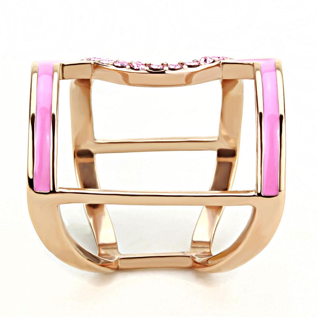 TK3561 - IP Rose Gold(Ion Plating) Stainless Steel Ring with Top Grade Crystal  in Light Rose-3