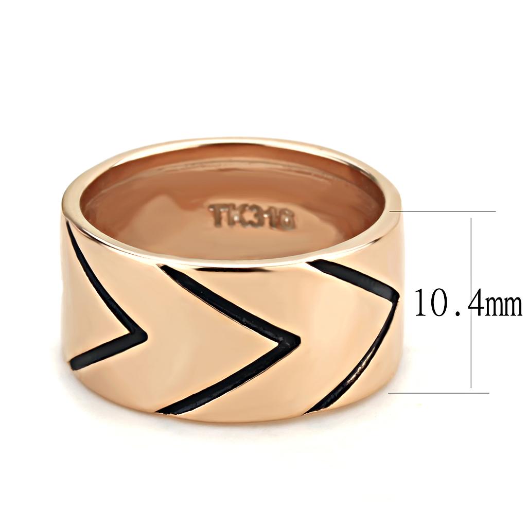 TK3563 - IP Rose Gold(Ion Plating) Stainless Steel Ring with Epoxy  in Jet-1
