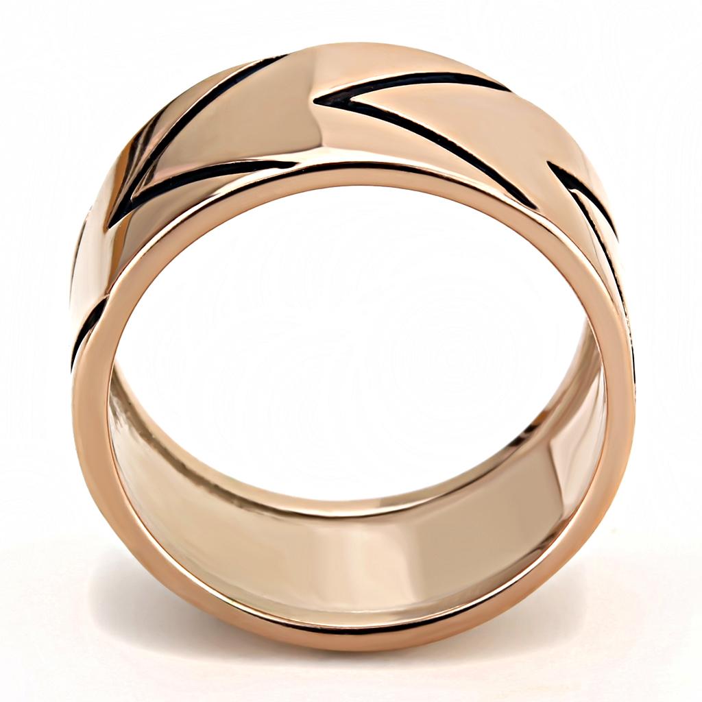 TK3563 - IP Rose Gold(Ion Plating) Stainless Steel Ring with Epoxy  in Jet-2