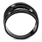 TK3564 - IP Black(Ion Plating) Stainless Steel Ring with Top Grade Crystal  in Sea Blue-2
