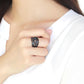TK3564 - IP Black(Ion Plating) Stainless Steel Ring with Top Grade Crystal  in Sea Blue-4