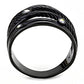 TK3566 - IP Black(Ion Plating) Stainless Steel Ring with Top Grade Crystal  in Aurora Borealis (Rainbow Effect)-2