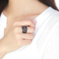 TK3566 - IP Black(Ion Plating) Stainless Steel Ring with Top Grade Crystal  in Aurora Borealis (Rainbow Effect)-4