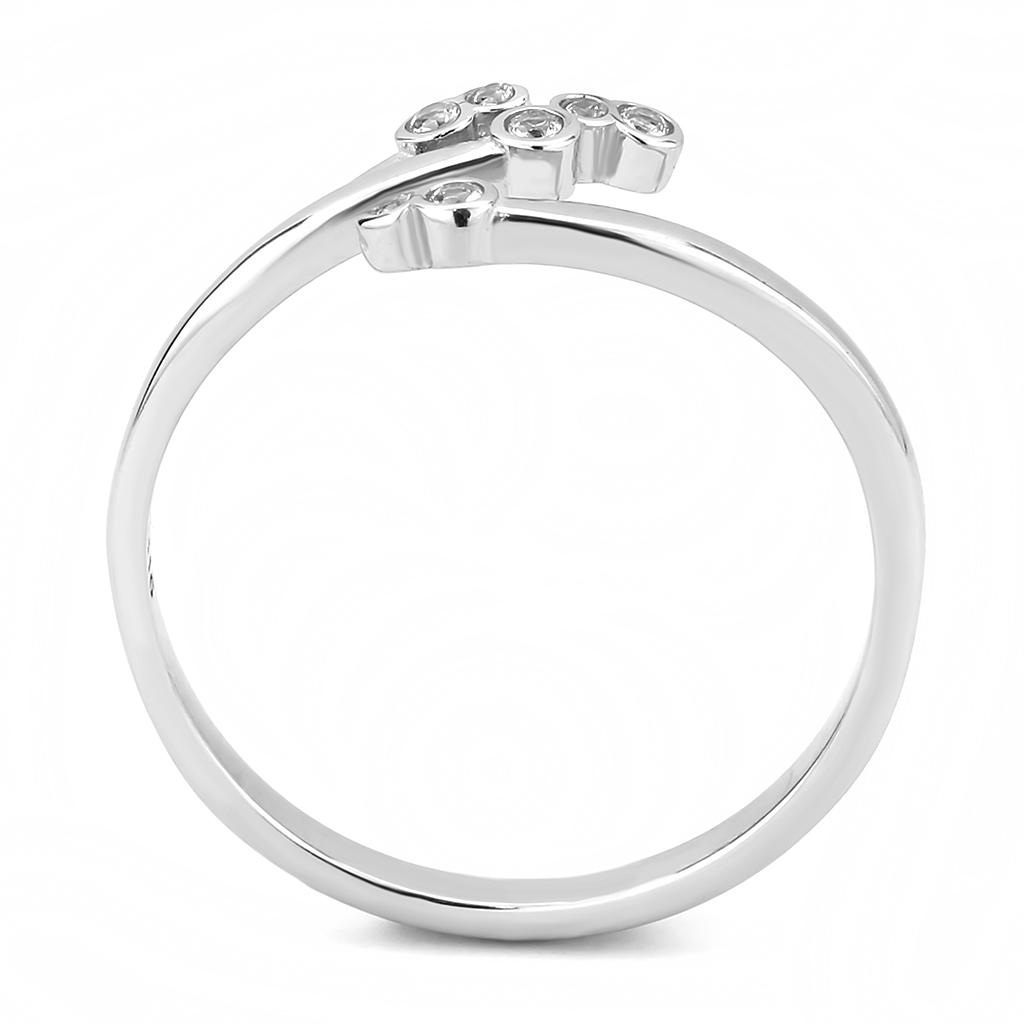 TK3570 - No Plating Stainless Steel Ring with AAA Grade CZ  in Clear-2