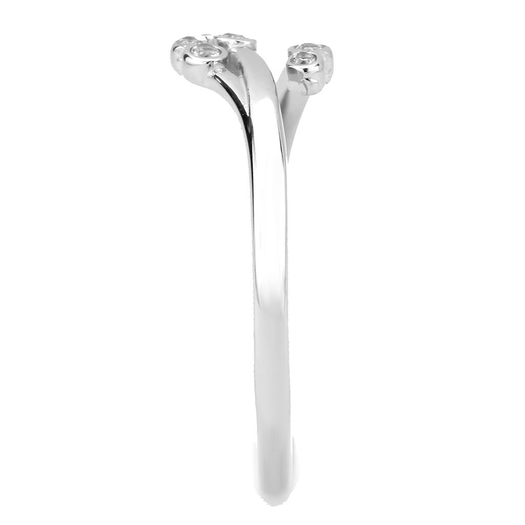 TK3570 - No Plating Stainless Steel Ring with AAA Grade CZ  in Clear-3