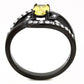TK3571 - IP Black(Ion Plating) Stainless Steel Ring with AAA Grade CZ  in Topaz-2