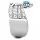 TK3572 - No Plating Stainless Steel Ring with AAA Grade CZ  in Sea Blue-4