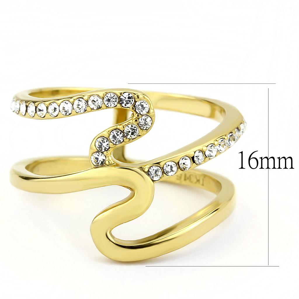 TK3574 - IP Gold(Ion Plating) Stainless Steel Ring with Top Grade Crystal  in Clear-1