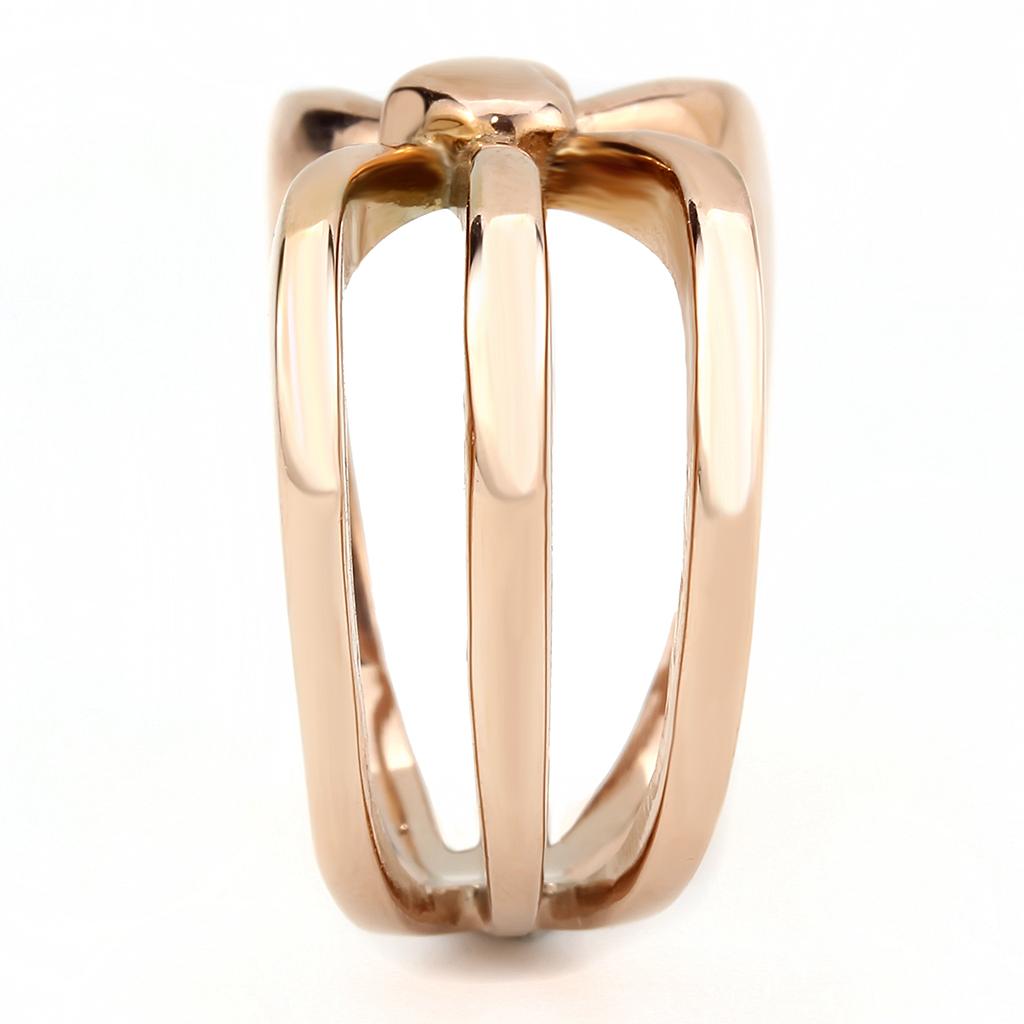 TK3575 - IP Rose Gold(Ion Plating) Stainless Steel Ring with No Stone-3