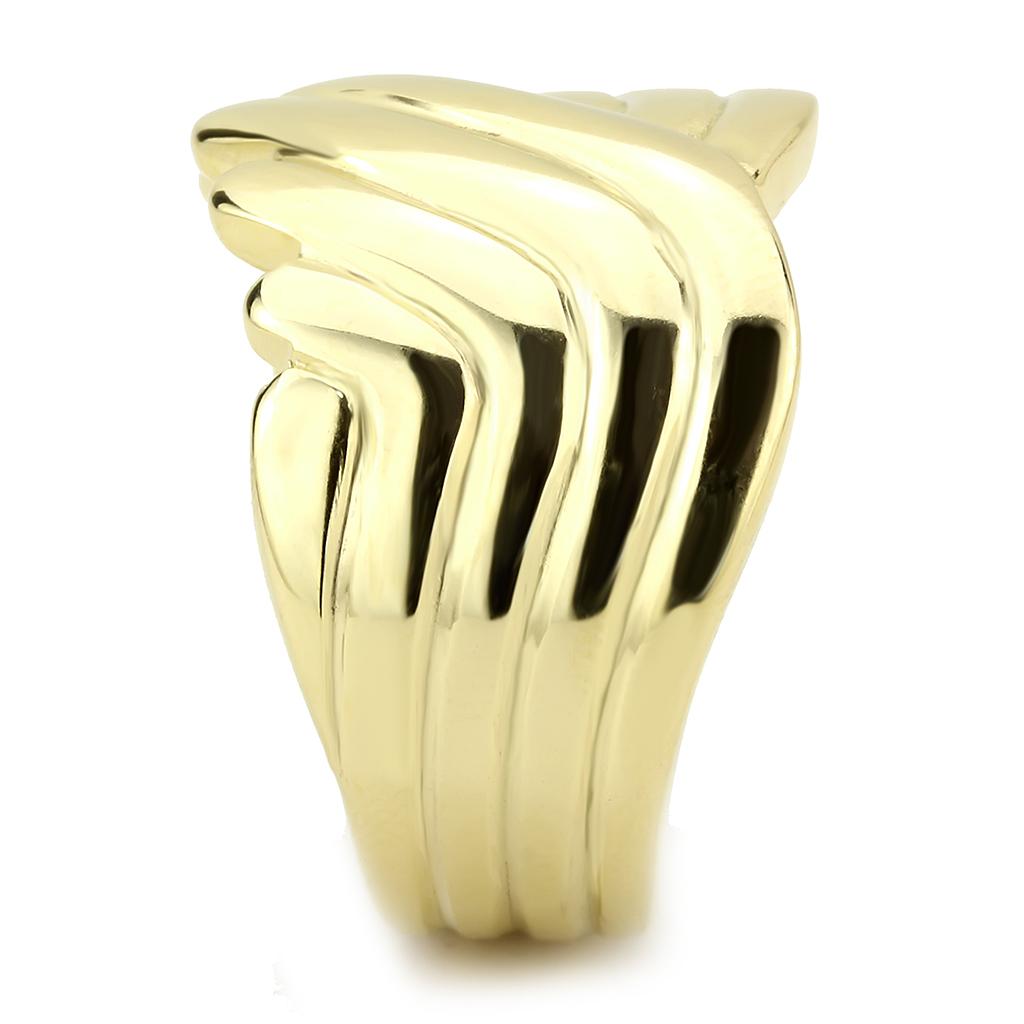 TK3576 - IP Gold(Ion Plating) Stainless Steel Ring with No Stone-3