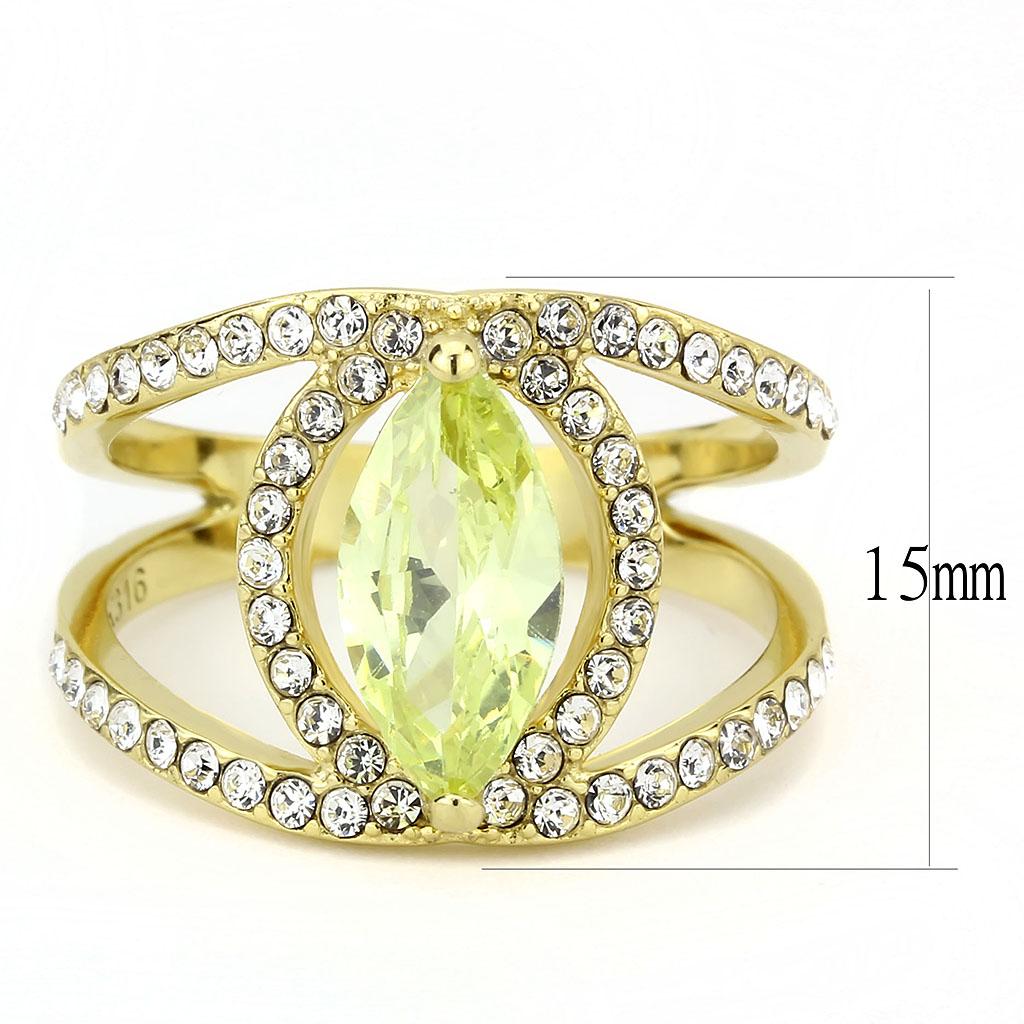 TK3578 - IP Gold(Ion Plating) Stainless Steel Ring with AAA Grade CZ  in Apple Green color-1