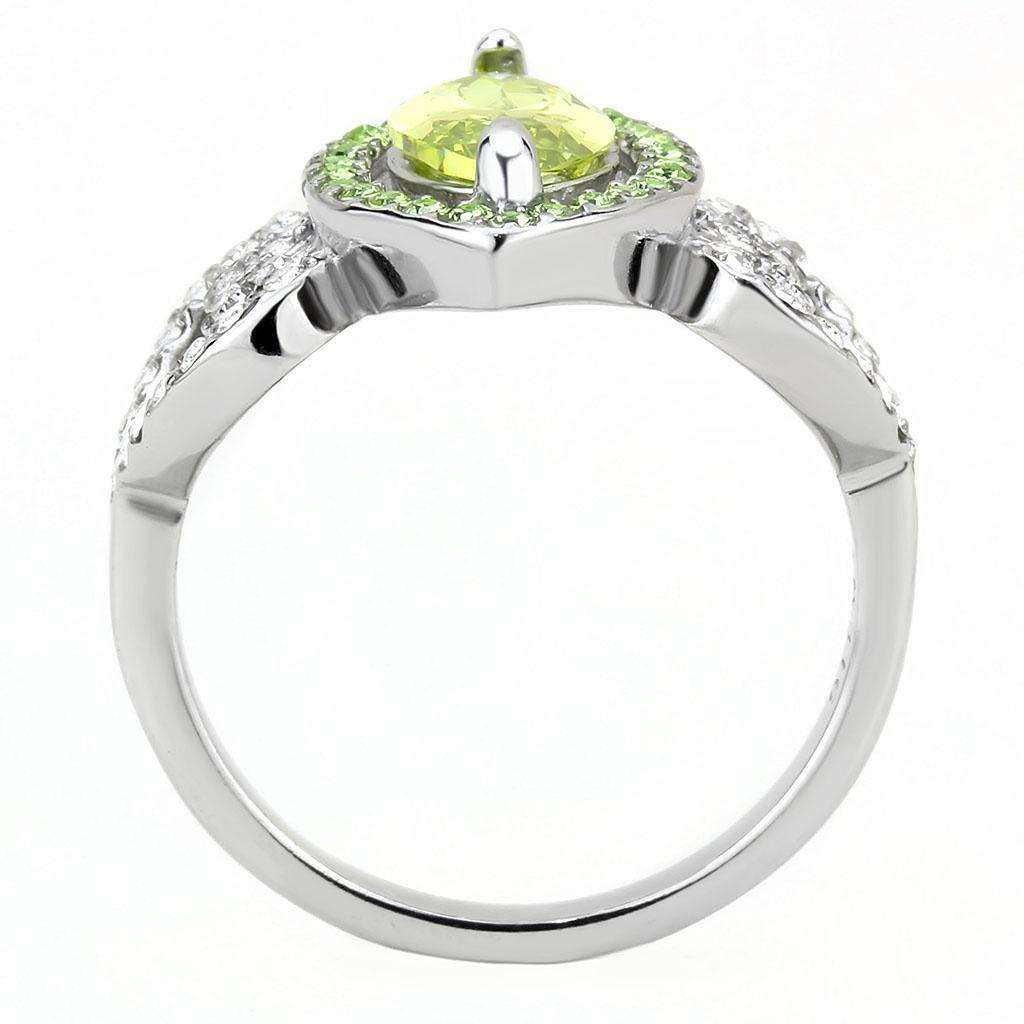 TK3579 - No Plating Stainless Steel Ring with AAA Grade CZ  in Apple Green color-2