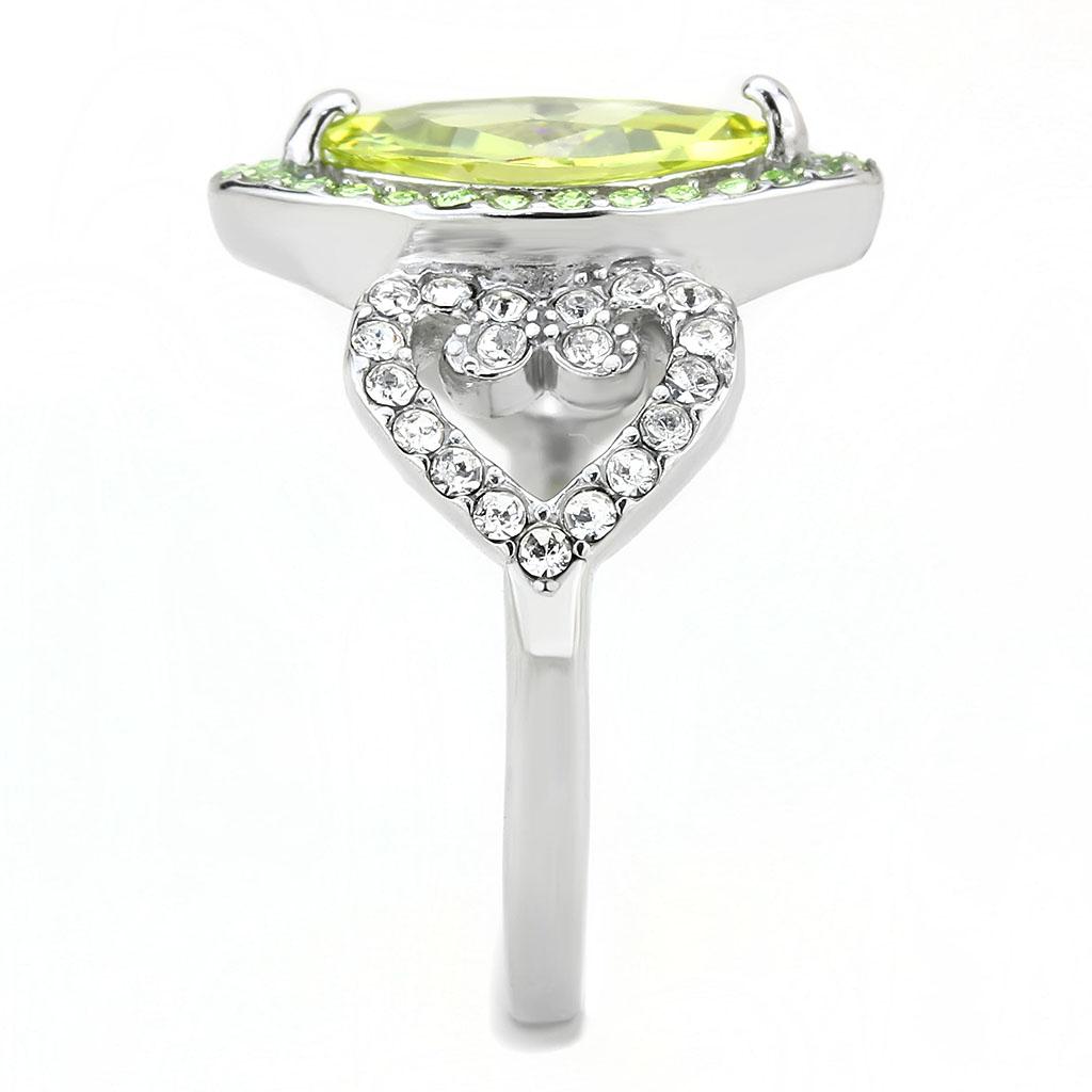TK3579 - No Plating Stainless Steel Ring with AAA Grade CZ  in Apple Green color-3