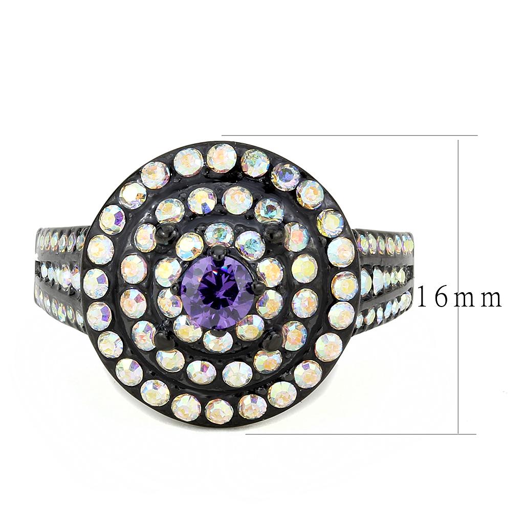 TK3580 - IP Black(Ion Plating) Stainless Steel Ring with Assorted  in Multi Color-1