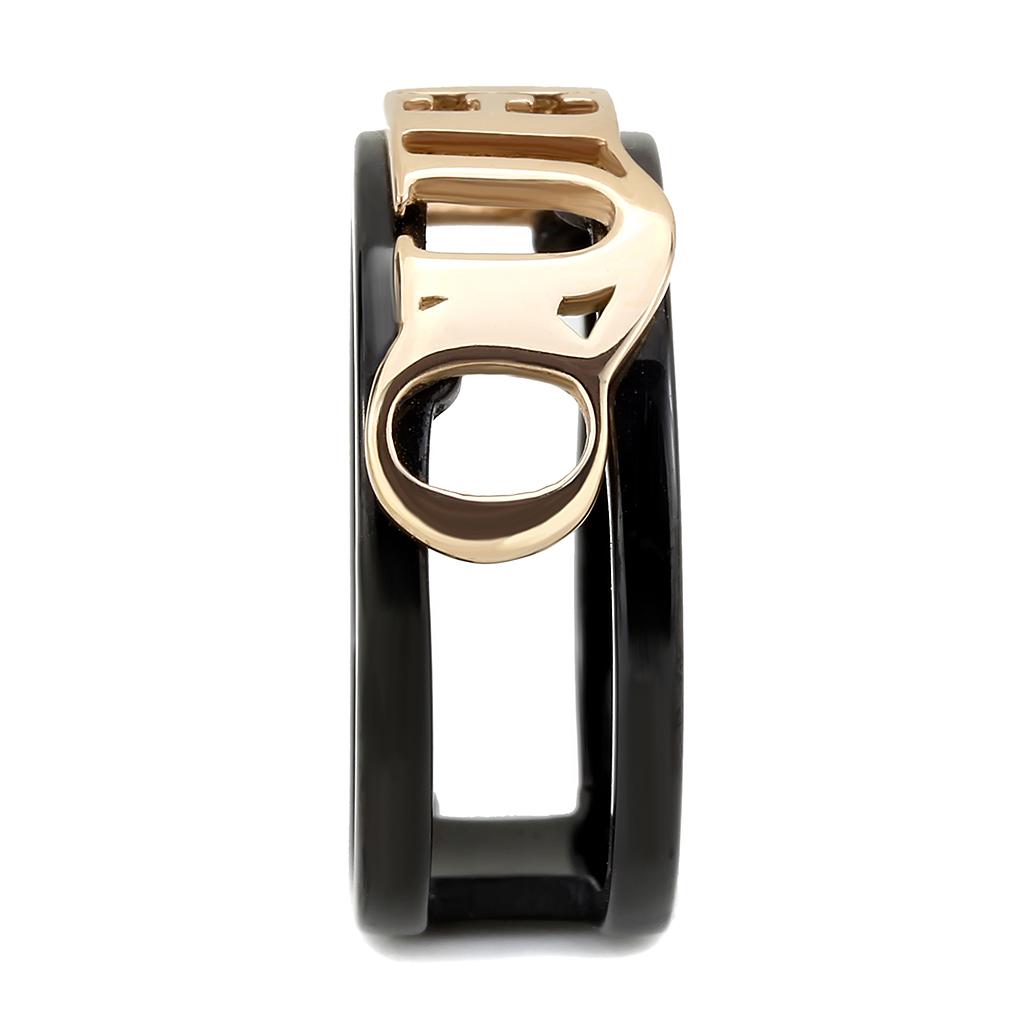 TK3584 - IP Rose Gold+ IP Black (Ion Plating) Stainless Steel Ring with No Stone-3