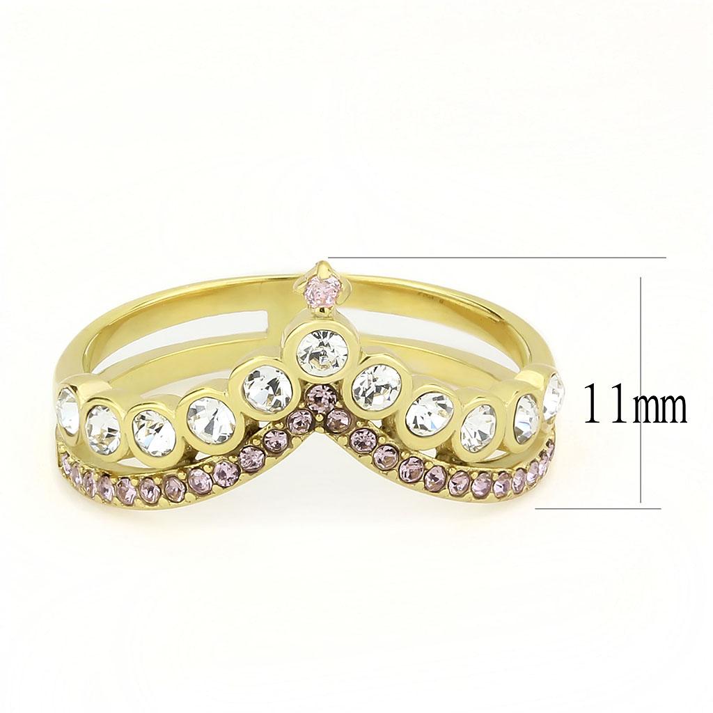 TK3587 - IP Gold(Ion Plating) Stainless Steel Ring with AAA Grade CZ  in Rose-1