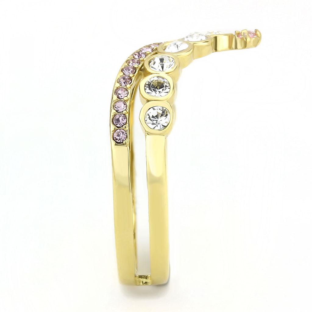 TK3587 - IP Gold(Ion Plating) Stainless Steel Ring with AAA Grade CZ  in Rose-3