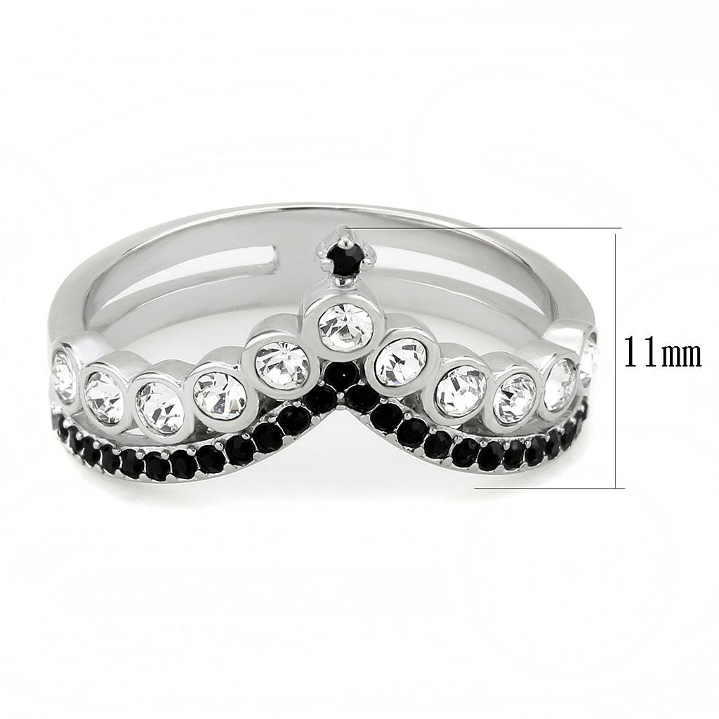 TK3588 - No Plating Stainless Steel Ring with Top Grade Crystal  in Clear-1