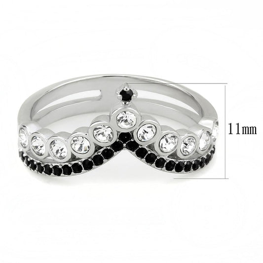 TK3588 - No Plating Stainless Steel Ring with Top Grade Crystal  in Clear-1