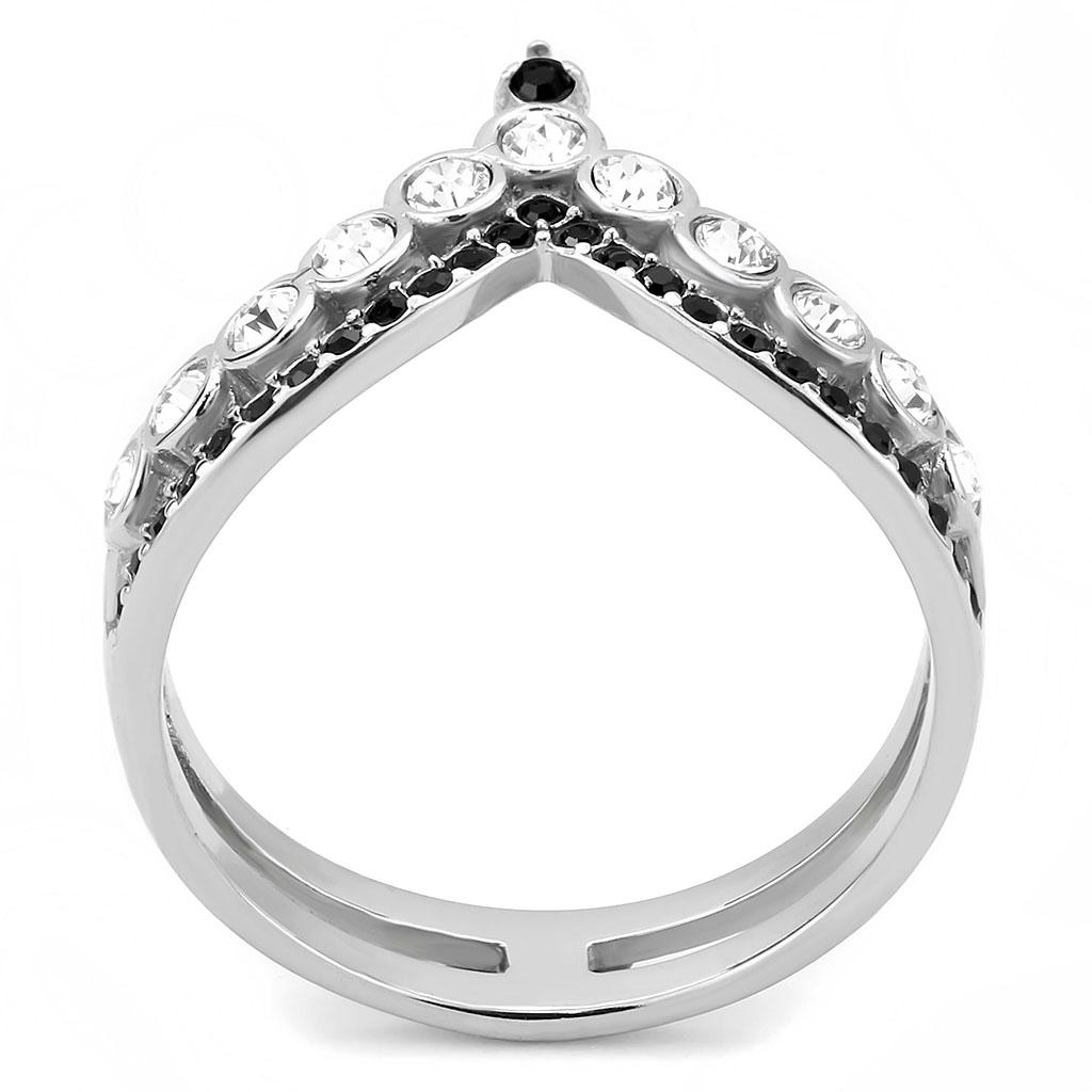 TK3588 - No Plating Stainless Steel Ring with Top Grade Crystal  in Clear-2