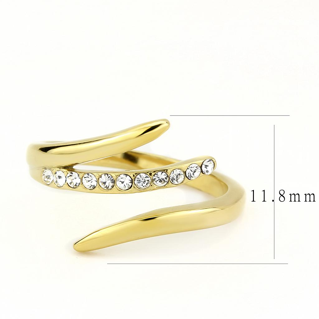 TK3590 - IP Gold(Ion Plating) Stainless Steel Ring with Top Grade Crystal  in Clear-1
