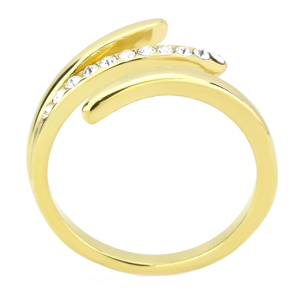 TK3590 - IP Gold(Ion Plating) Stainless Steel Ring with Top Grade Crystal  in Clear-2