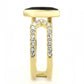 TK3591 - IP Gold(Ion Plating) Stainless Steel Ring with Top Grade Crystal  in Jet-4