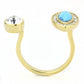 TK3592 - IP Gold(Ion Plating) Stainless Steel Ring with Synthetic Turquoise in Turquoise-2