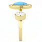 TK3592 - IP Gold(Ion Plating) Stainless Steel Ring with Synthetic Turquoise in Turquoise-3