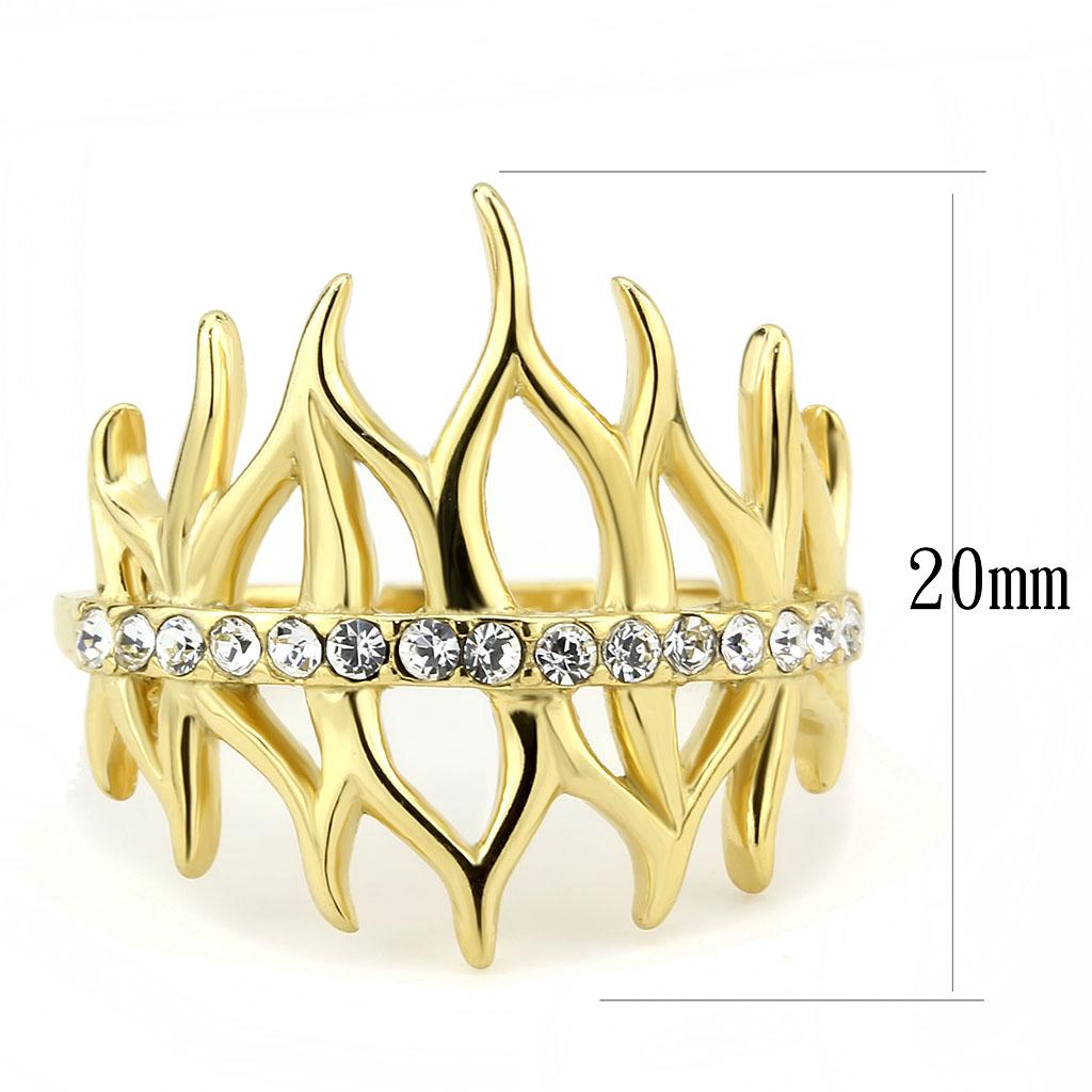 TK3595 - IP Gold(Ion Plating) Stainless Steel Ring with Top Grade Crystal  in Clear-1