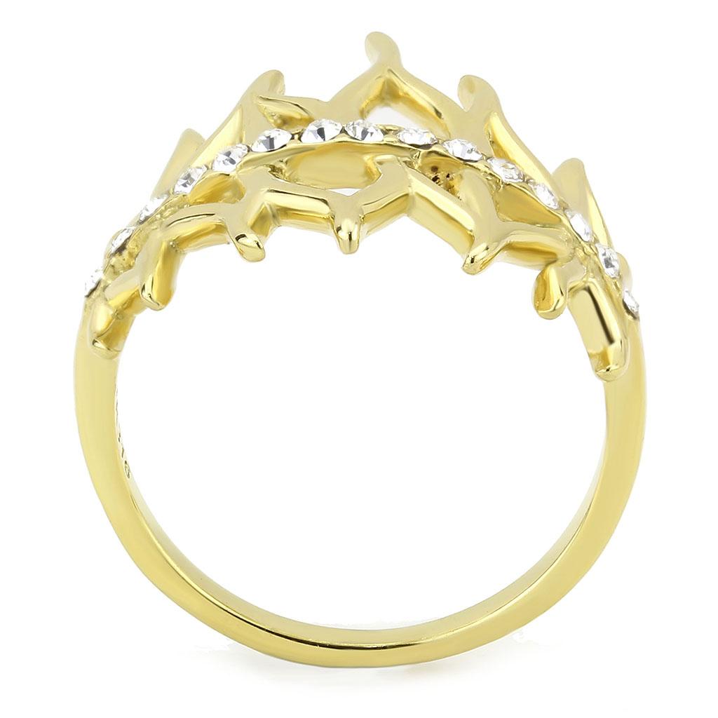 TK3595 - IP Gold(Ion Plating) Stainless Steel Ring with Top Grade Crystal  in Clear-2