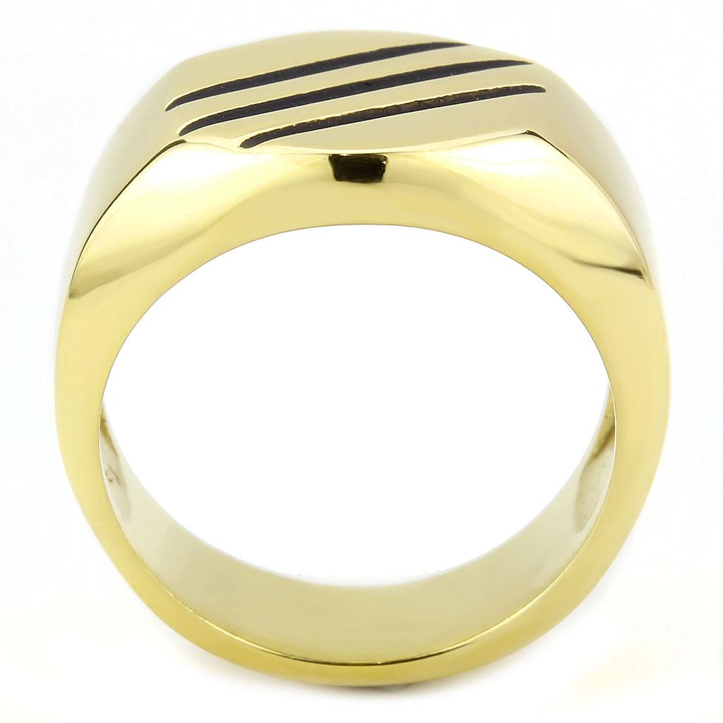 TK3598 - IP Gold(Ion Plating) Stainless Steel Ring with No Stone-2