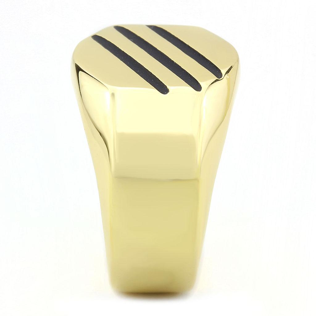 TK3598 - IP Gold(Ion Plating) Stainless Steel Ring with No Stone-3