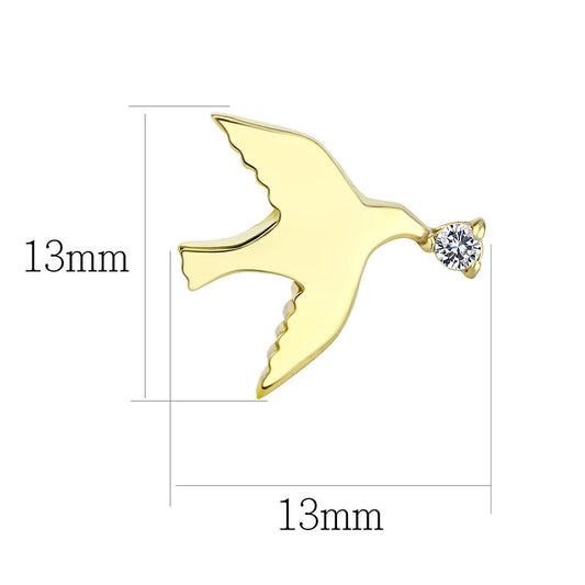 TK3603 - IP Gold(Ion Plating) Stainless Steel Earrings with AAA Grade CZ  in Clear-1