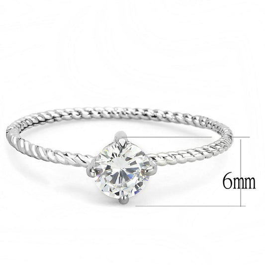 TK3604 - No Plating Stainless Steel Ring with AAA Grade CZ  in Clear-1