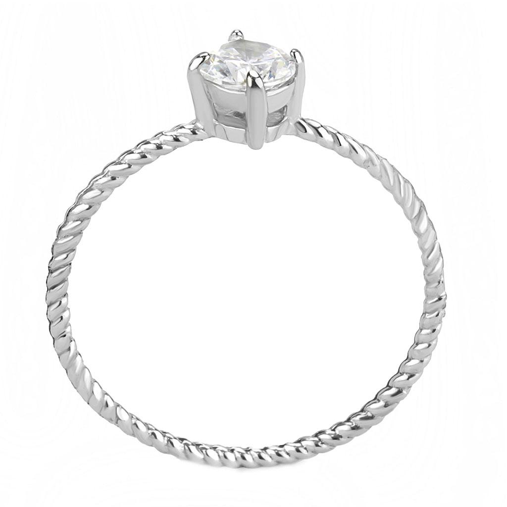 TK3604 - No Plating Stainless Steel Ring with AAA Grade CZ  in Clear-2