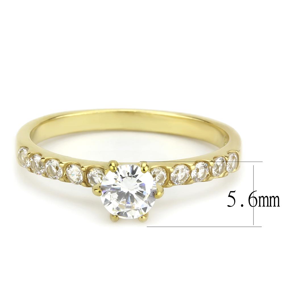 TK3605 - IP Gold(Ion Plating) Stainless Steel Ring with AAA Grade CZ  in Clear-1