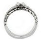 TK3606 - No Plating Stainless Steel Ring with AAA Grade CZ  in Clear-2