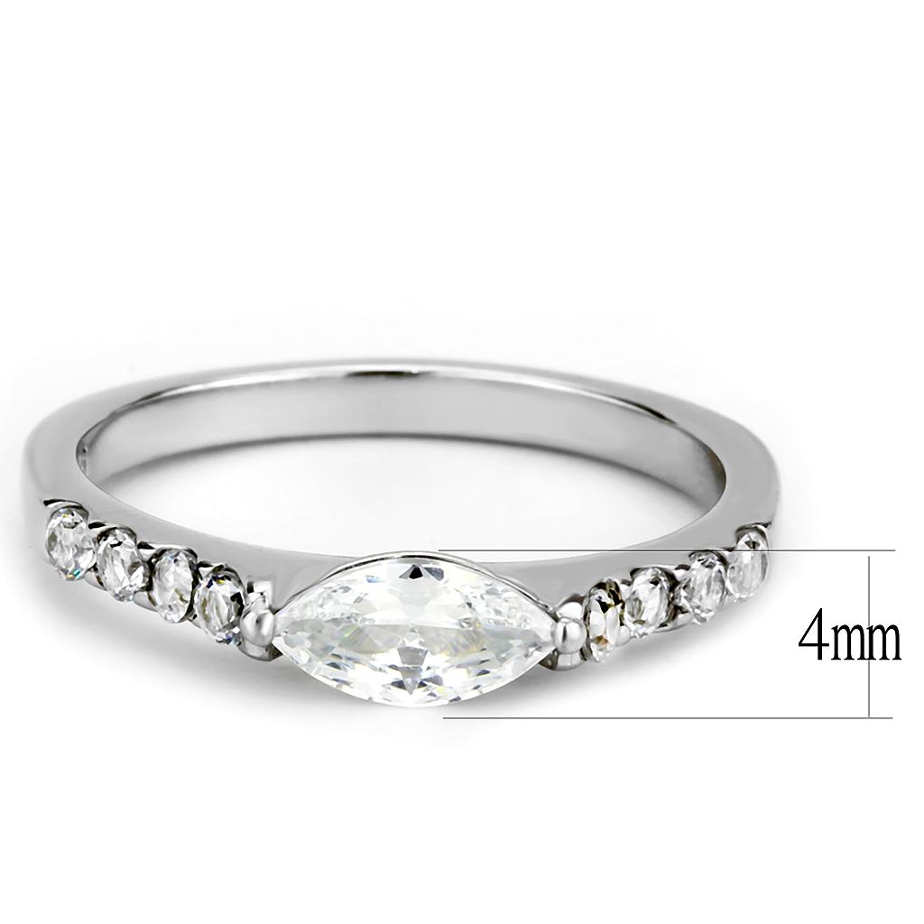 TK3607 - No Plating Stainless Steel Ring with AAA Grade CZ  in Clear-1