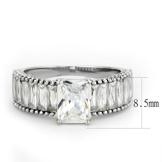 TK3608 - No Plating Stainless Steel Ring with AAA Grade CZ  in Clear-1