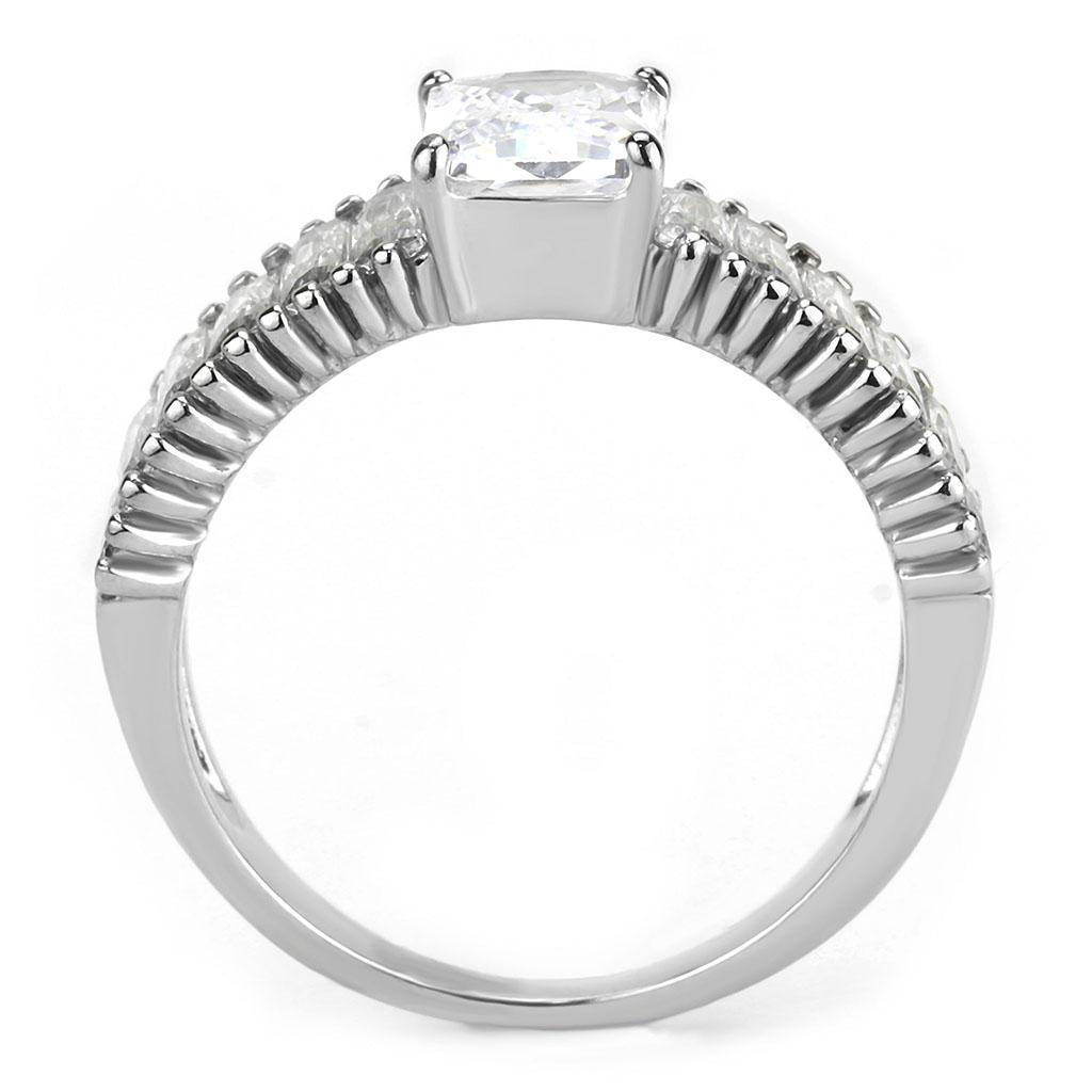 TK3608 - No Plating Stainless Steel Ring with AAA Grade CZ  in Clear-2