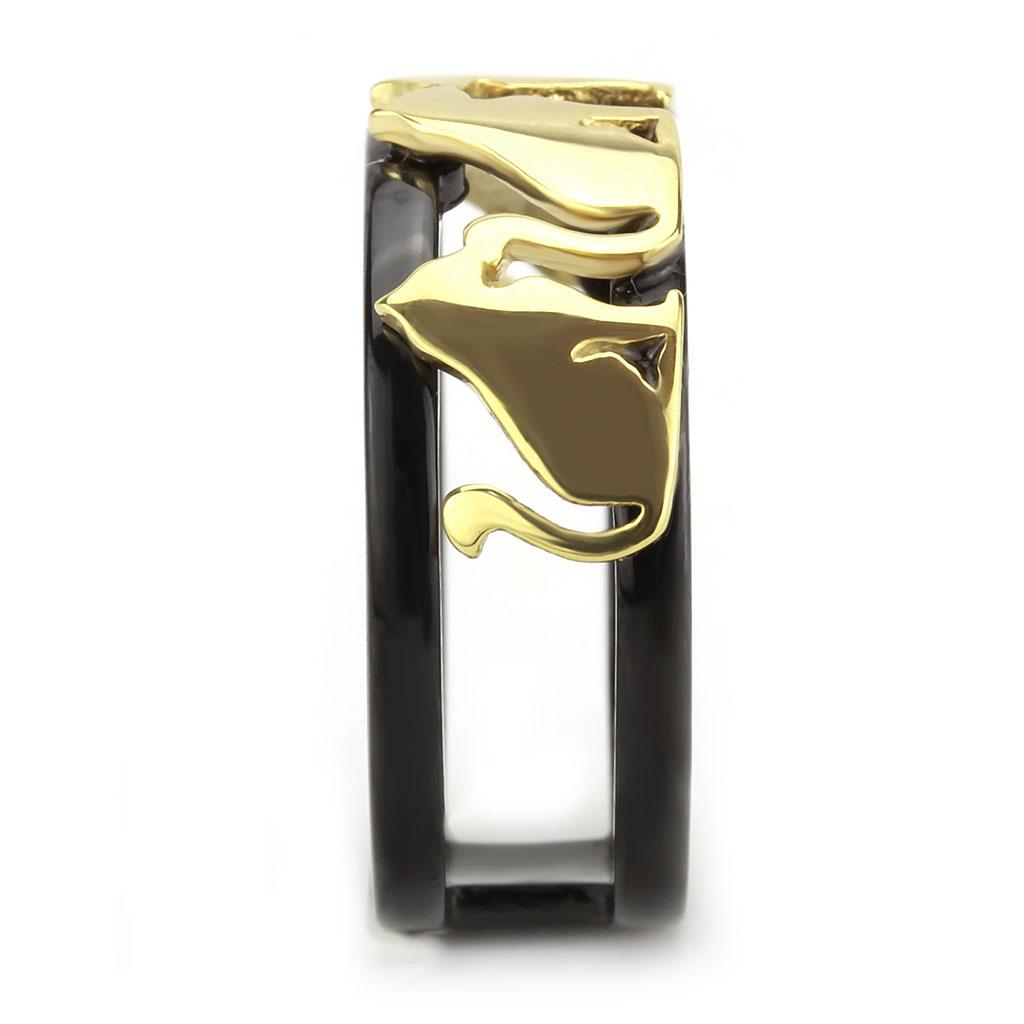TK3609 - IP Gold+ IP Black (Ion Plating) Stainless Steel Ring with No Stone-3