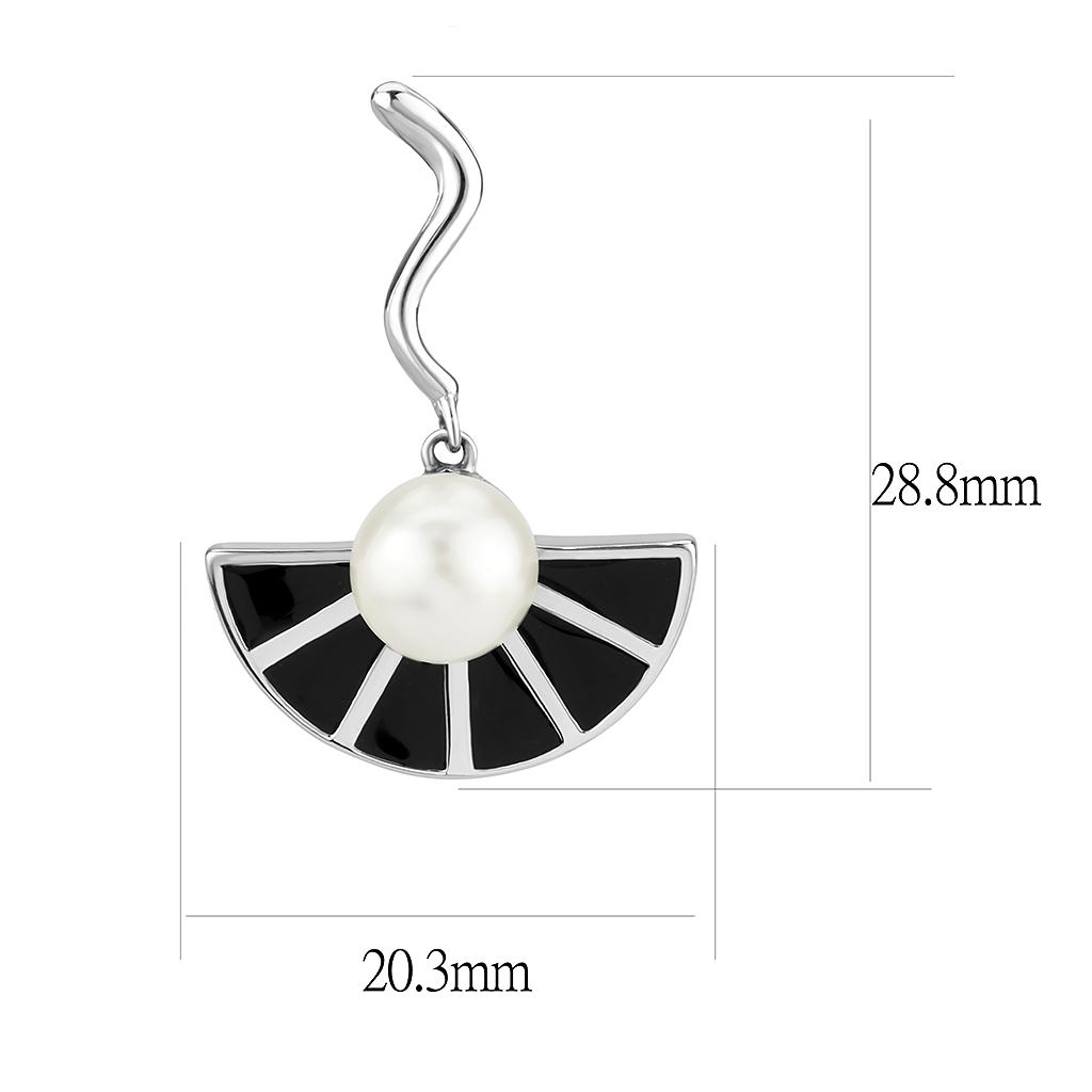 TK3612 - No Plating Stainless Steel Earrings with Synthetic Pearl in White-1