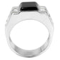 TK3615 - High polished (no plating) Stainless Steel Ring with Synthetic Onyx in Jet-2