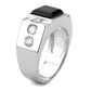 TK3615 - High polished (no plating) Stainless Steel Ring with Synthetic Onyx in Jet-3