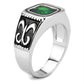 TK3616 - High polished (no plating) Stainless Steel Ring with Synthetic Synthetic Glass in Emerald-3