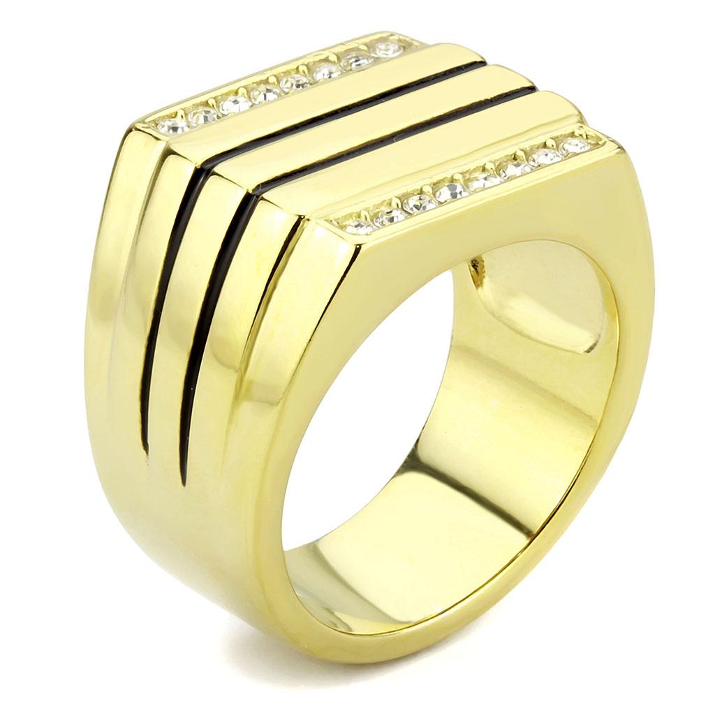 TK3618 - IP Gold(Ion Plating) Stainless Steel Ring with Top Grade Crystal  in Clear-3