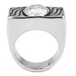 TK3620 - High polished (no plating) Stainless Steel Ring with AAA Grade CZ  in Clear-2
