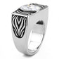 TK3620 - High polished (no plating) Stainless Steel Ring with AAA Grade CZ  in Clear-3